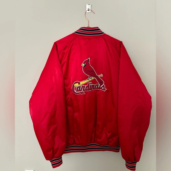 St.Louis Cardinals Nike Satin Bomber Jacket Mens Snap Button Baseball Coat Sz XL - Picture 1 of 15